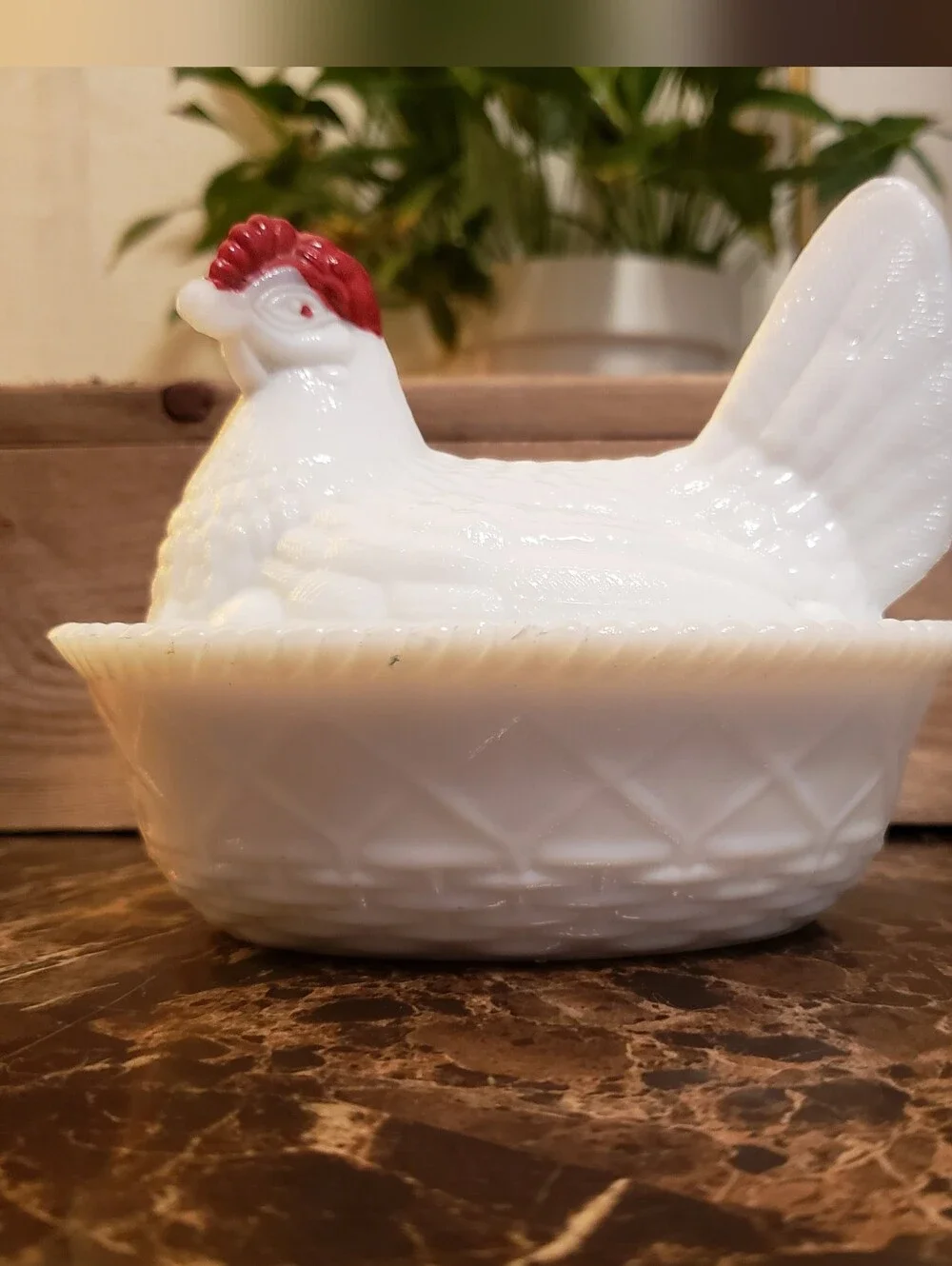 Vintage Westmoreland Lidded Milk Glass Hen On Nest Dish